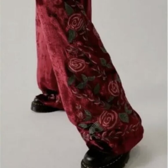 Free People x Anna Sui Rose Garden Velvet Pants, Size 0, NWT - Picture 2 of 4